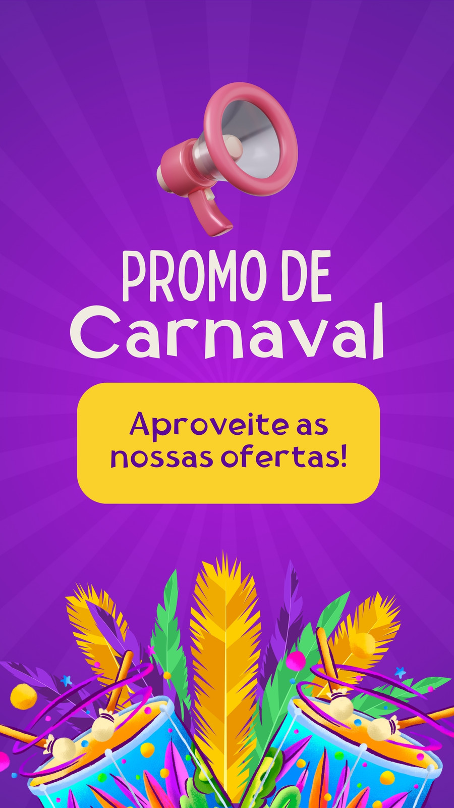 Oferta de carnaval bloco de carnaval roxo colorido festivo story