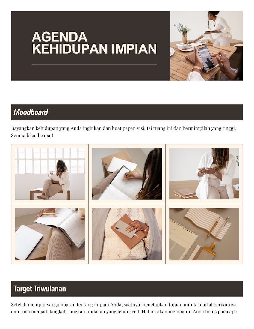 Dokumen Agenda Hidup Sederhana Bersih Cokelat Krem