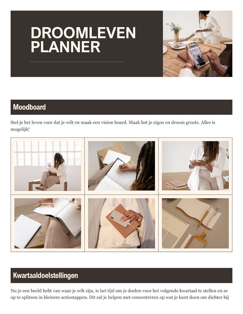 Donkerbruin en Beige Eenvoudige Stijl Levensplanner Doc