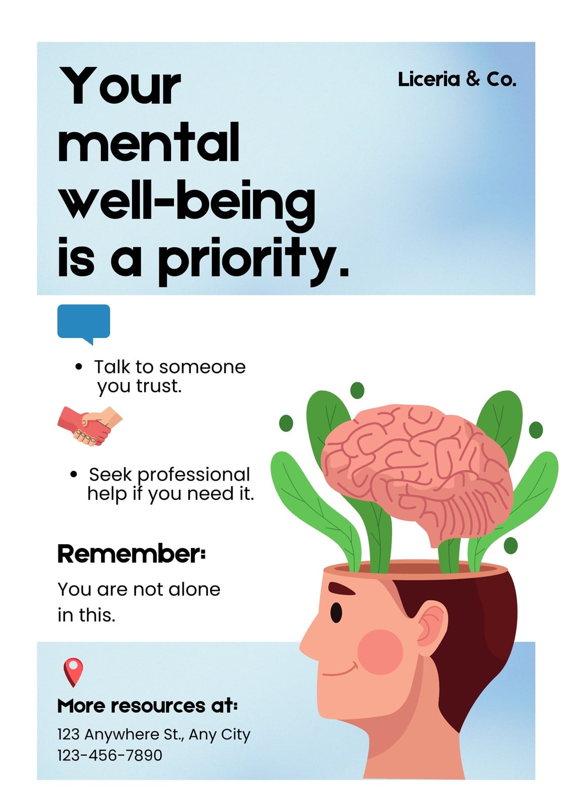 Blue And White Illustrated Mental Well Being Public Service Announcement Flyer