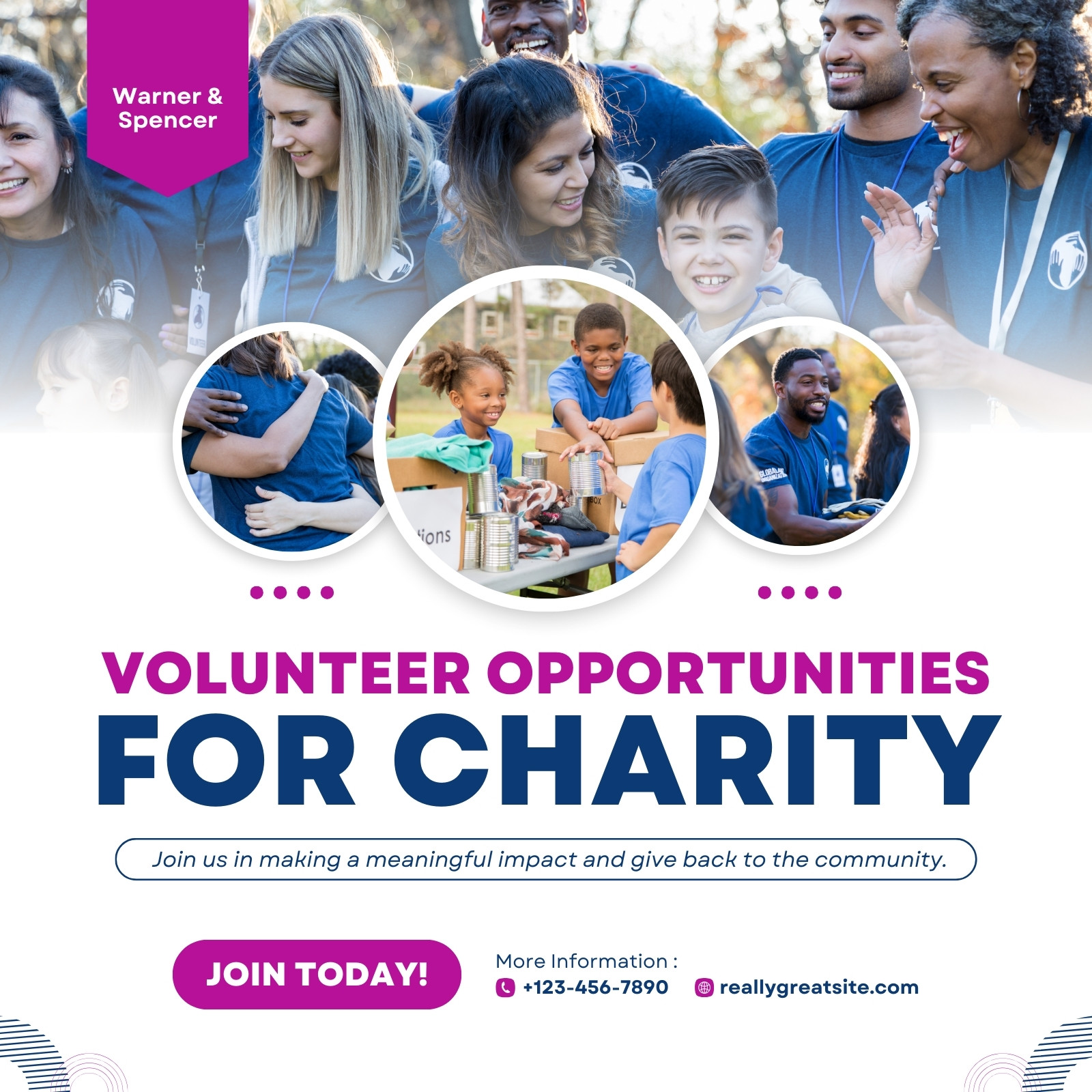 White and Blue Geometric Minimalist Volunteer for Charity LinkedIn Post