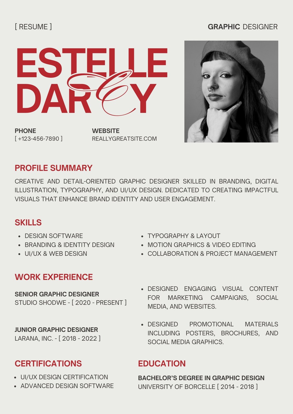 Red Black Bold Graphic Designer Resume