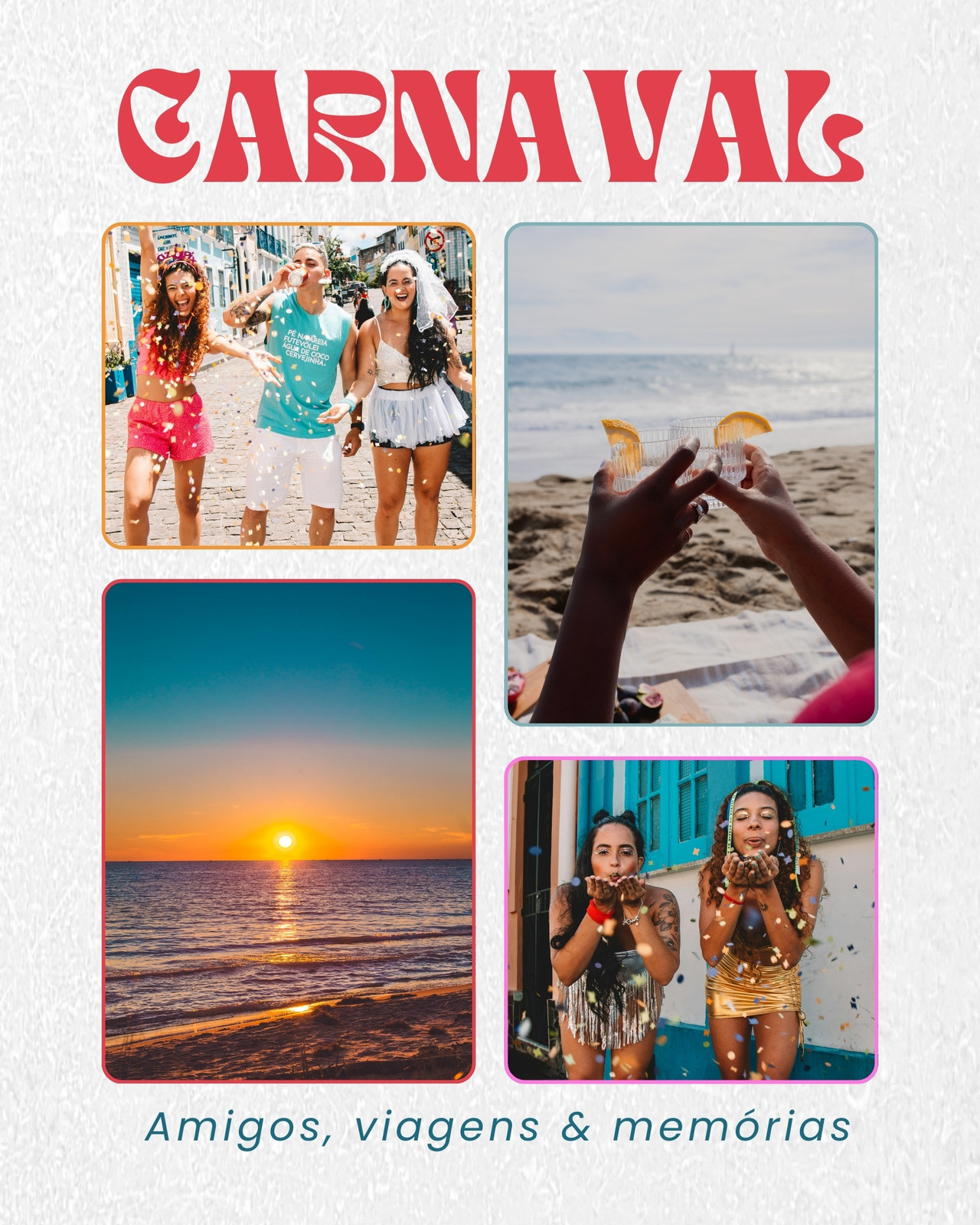 Post para Instagram Montagem de Fotos Carnaval Colorido