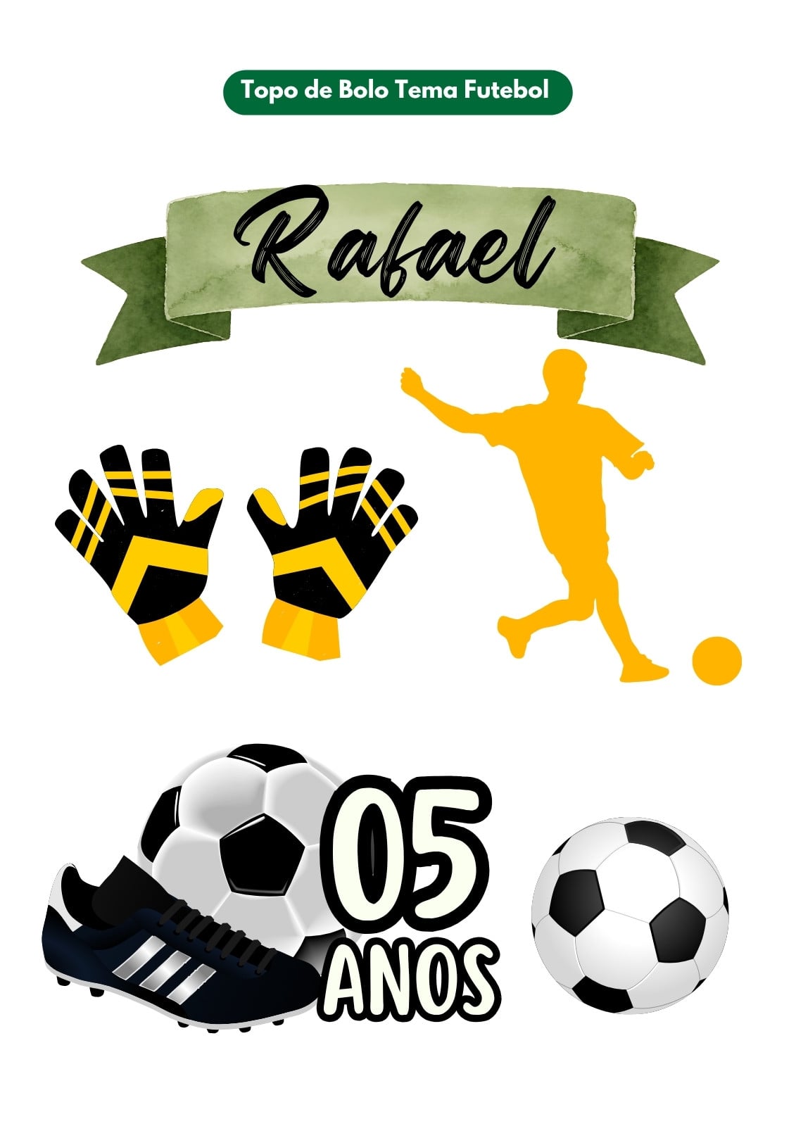 Topo de Bolo Tema Futebol A4