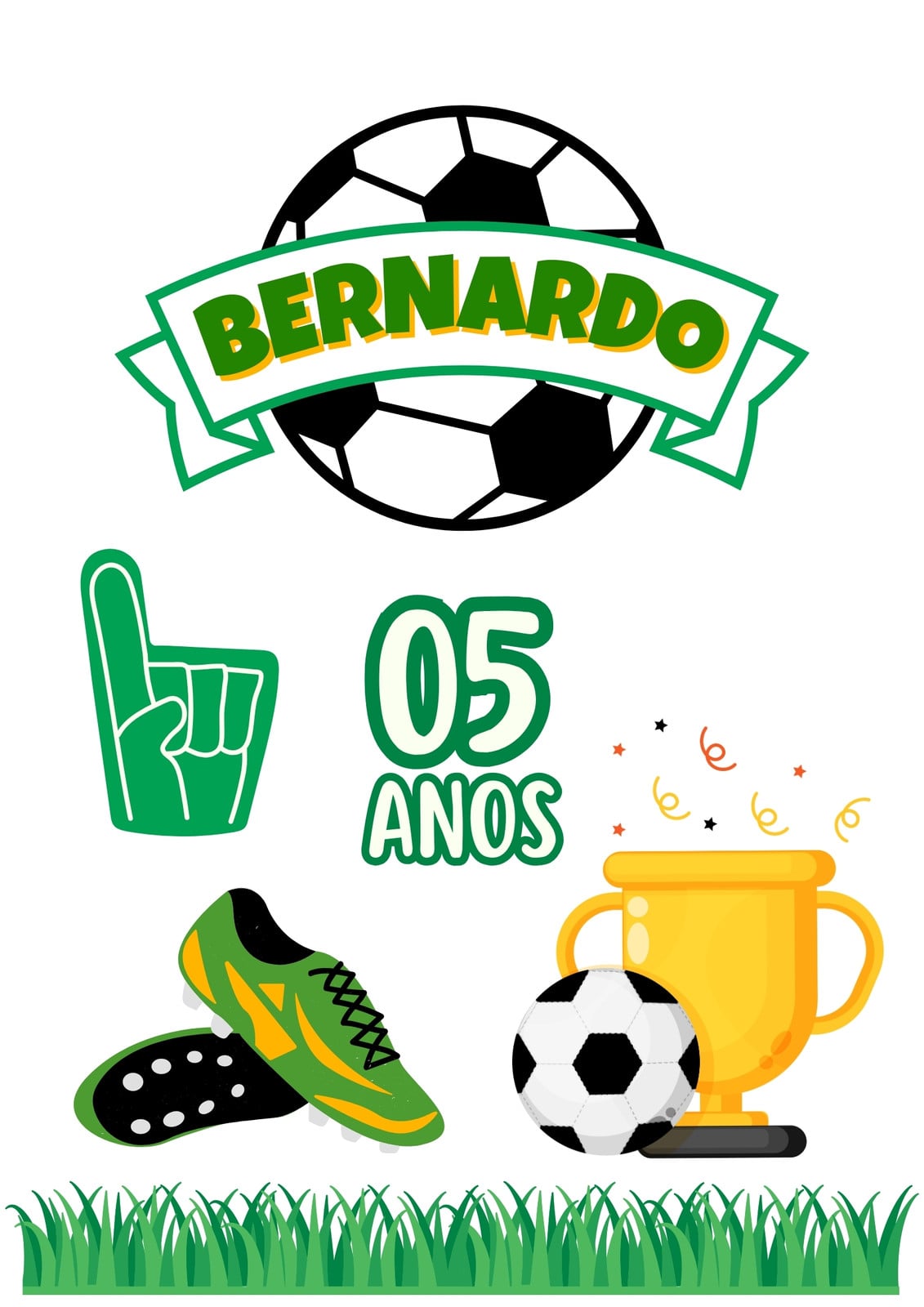 Topo de Bolo Futebol Aniversário Menino A4