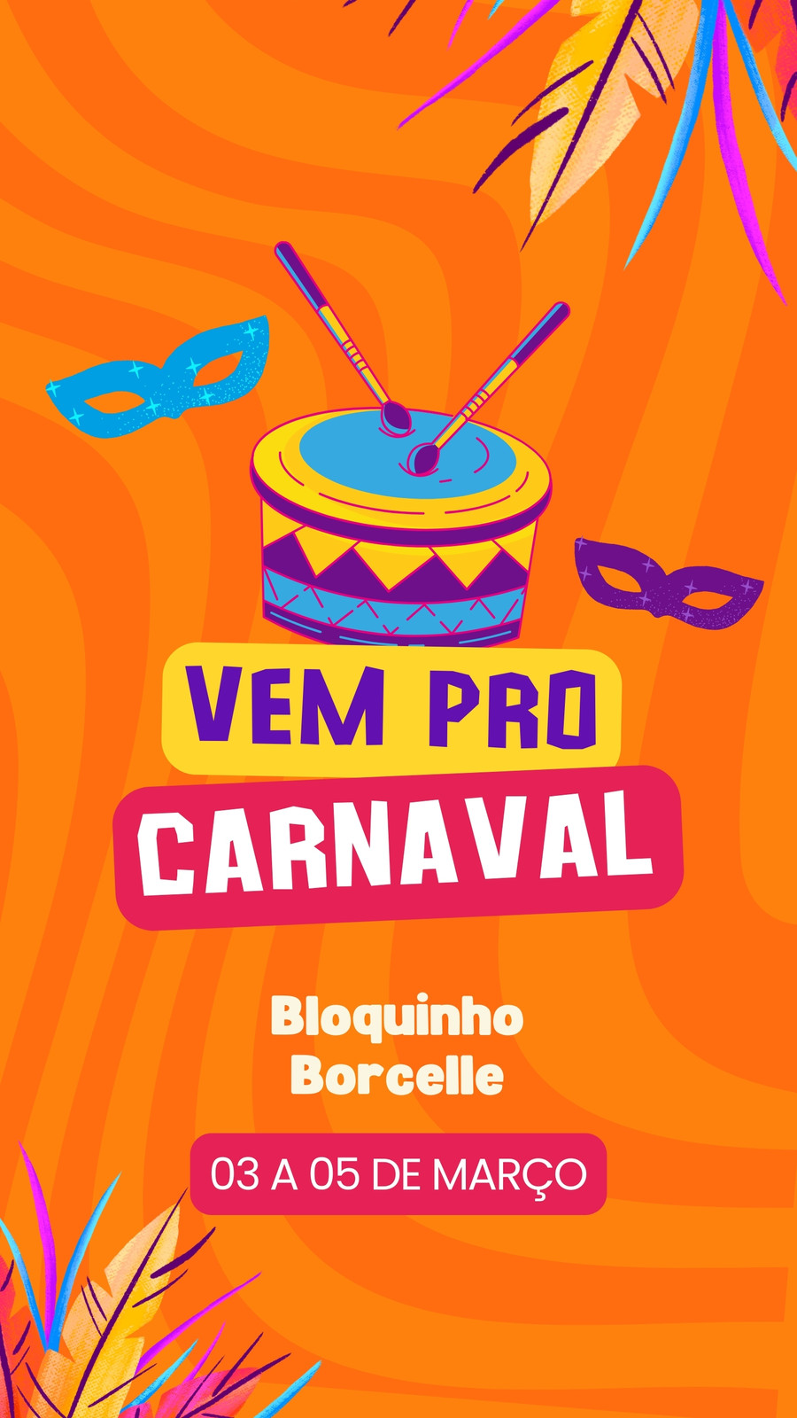 Carnaval folia colorido laranja story do instagram