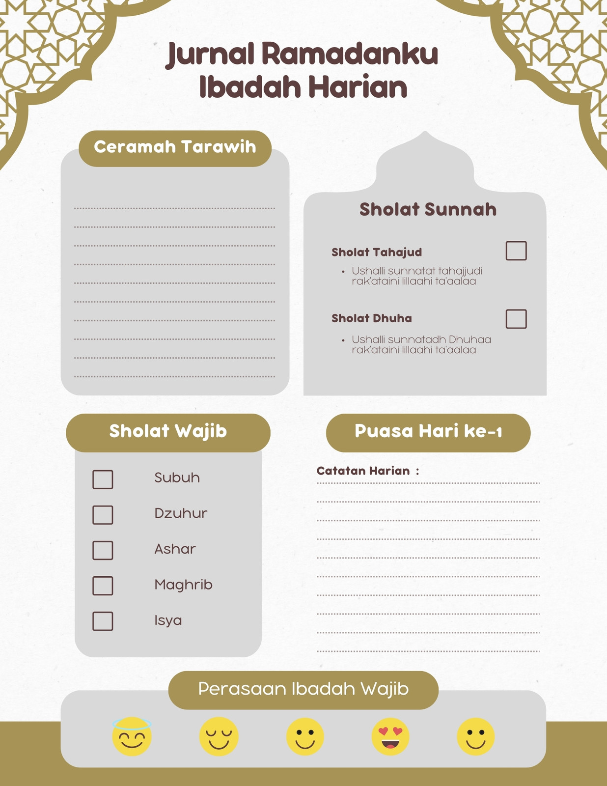 Jurnal Ramadan Ibadah Harian Modern Ornamental Krem Cokelat Jurnal Ramadan Ibadah Harian Modern Ornamental Krem Cokelat