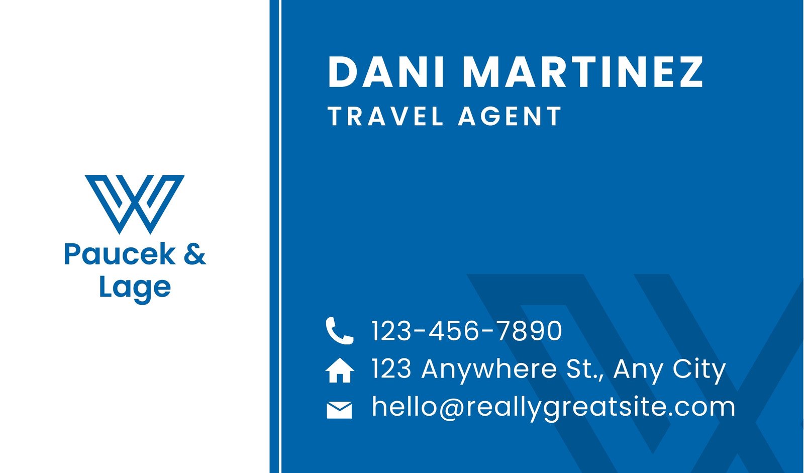 Blue and White Modern Travel Agent Business Card