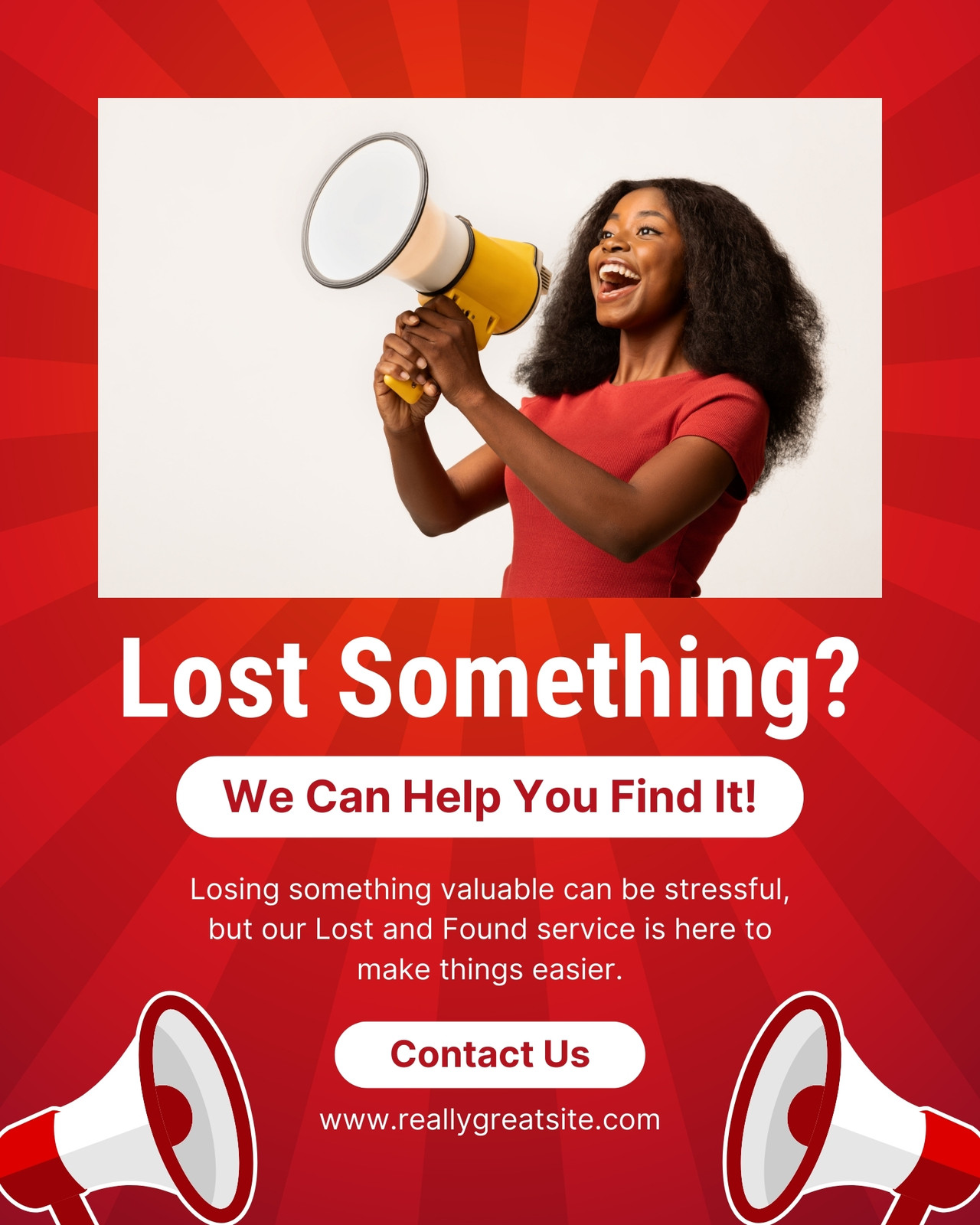 Red And White Modern Lost And Found Announcement Instagram Post