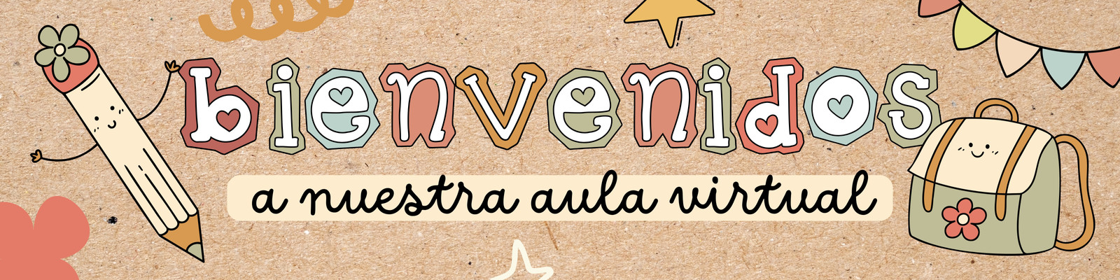 Encabezado de google classroom bienvenidos aula virtual ilustrado doodle orgánico neutral