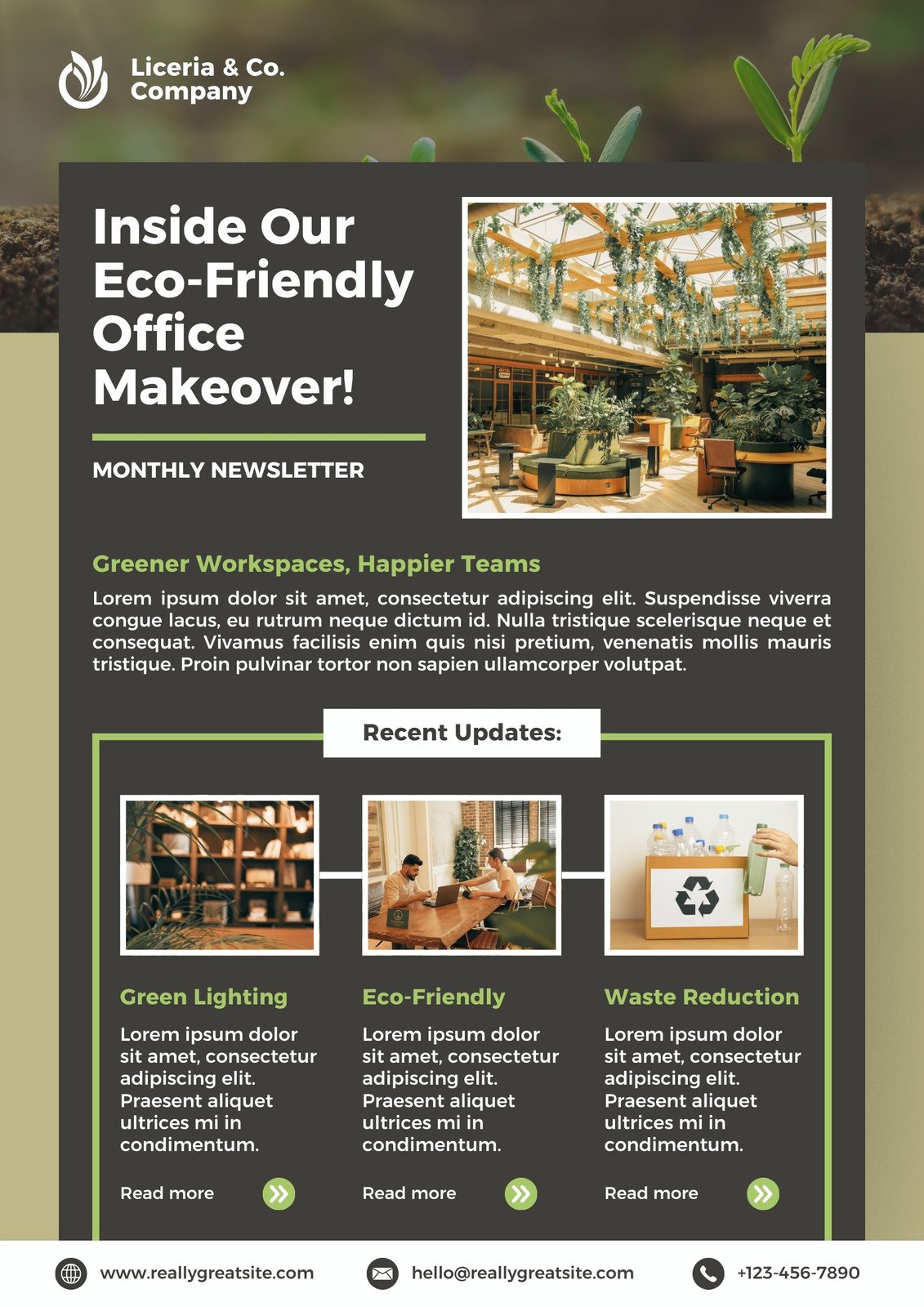 Brown and Green Modern Minimalist Eco-Friendly Office Newsletter