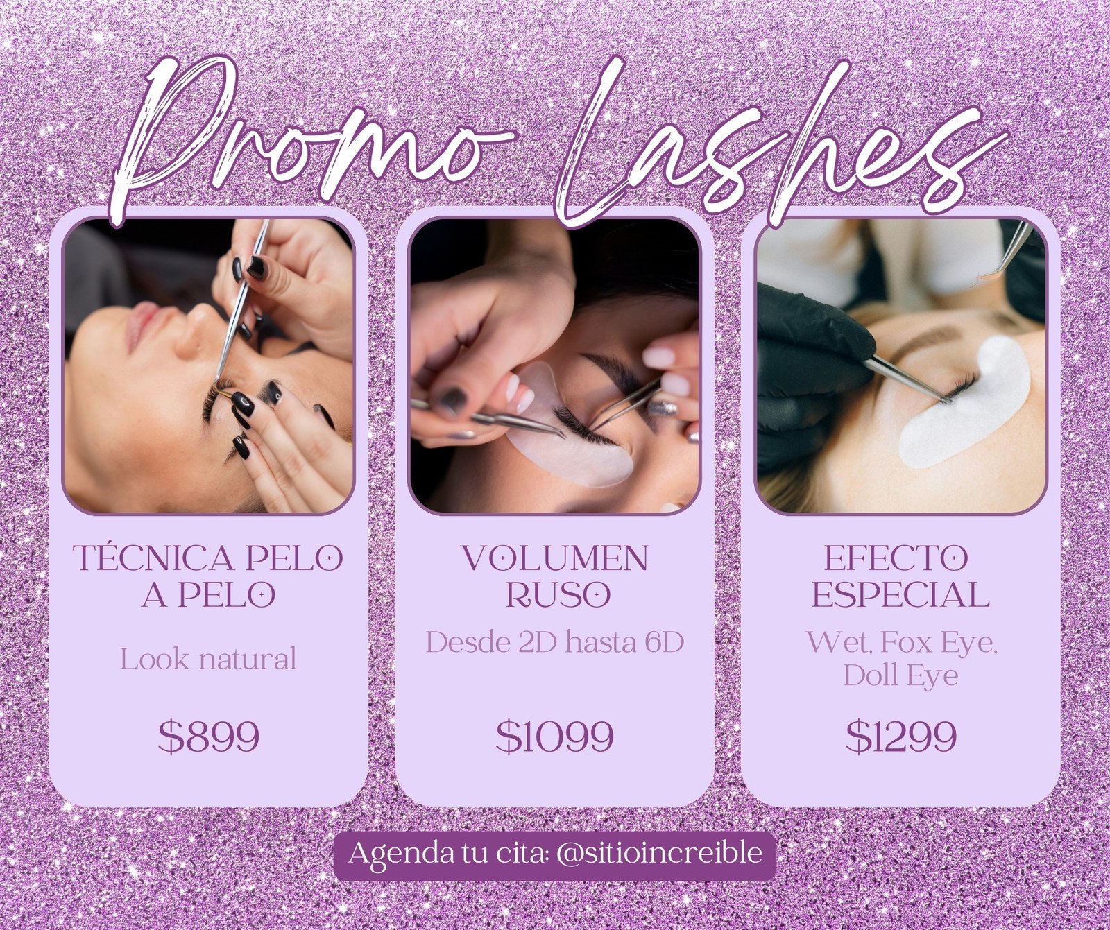 Post de Facebook Promoción Pestañas Moderno Morado