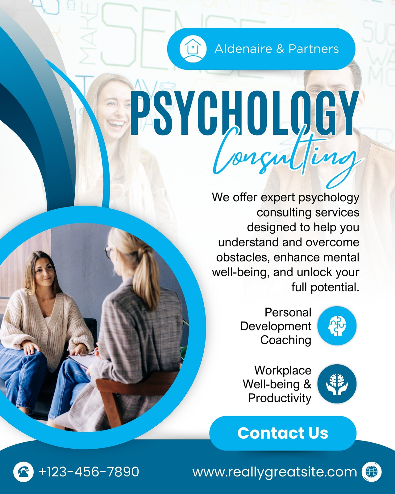 Blue and White Modern Psychology Consulting Instagram Post