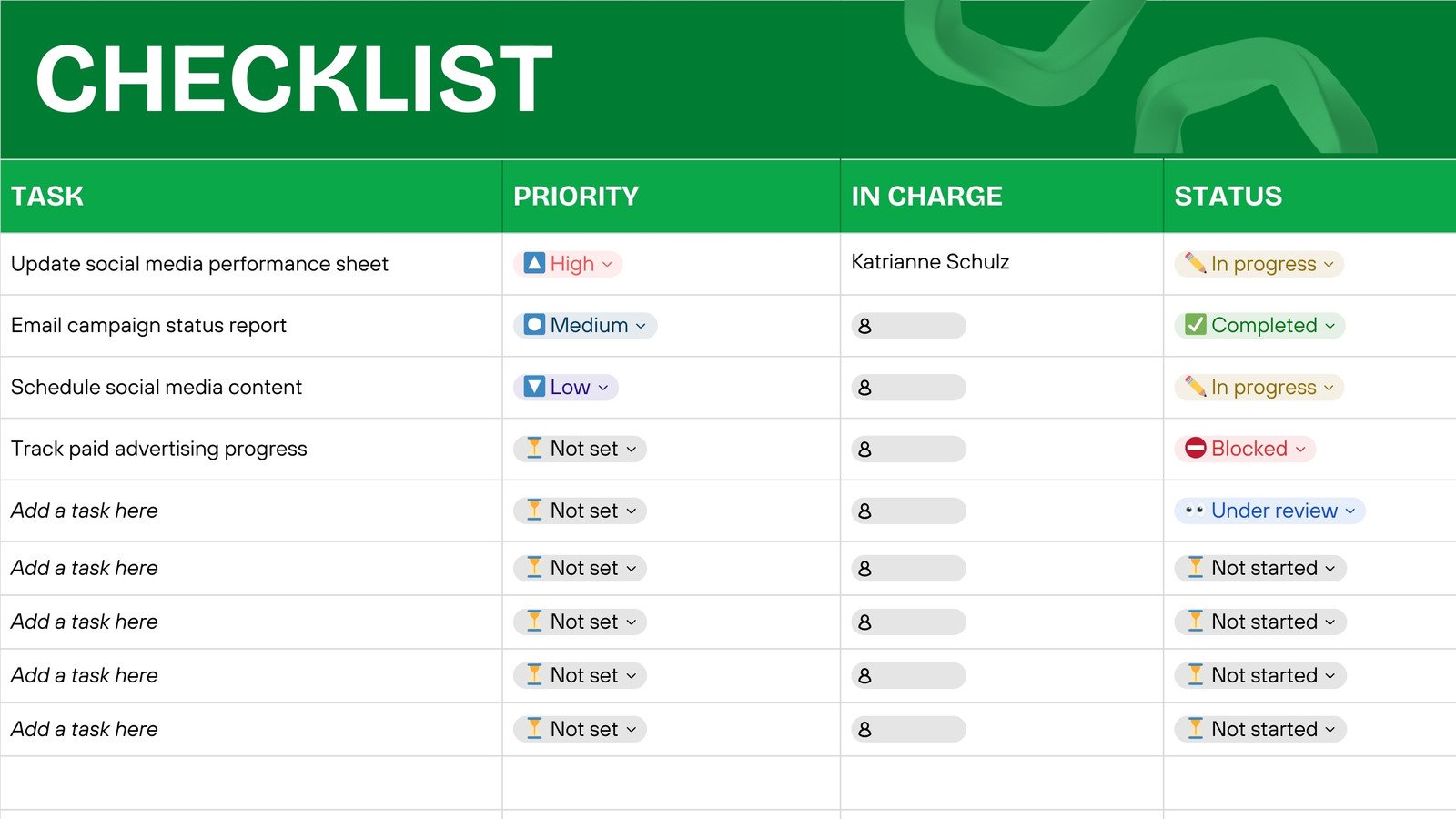General Checklist Sheet