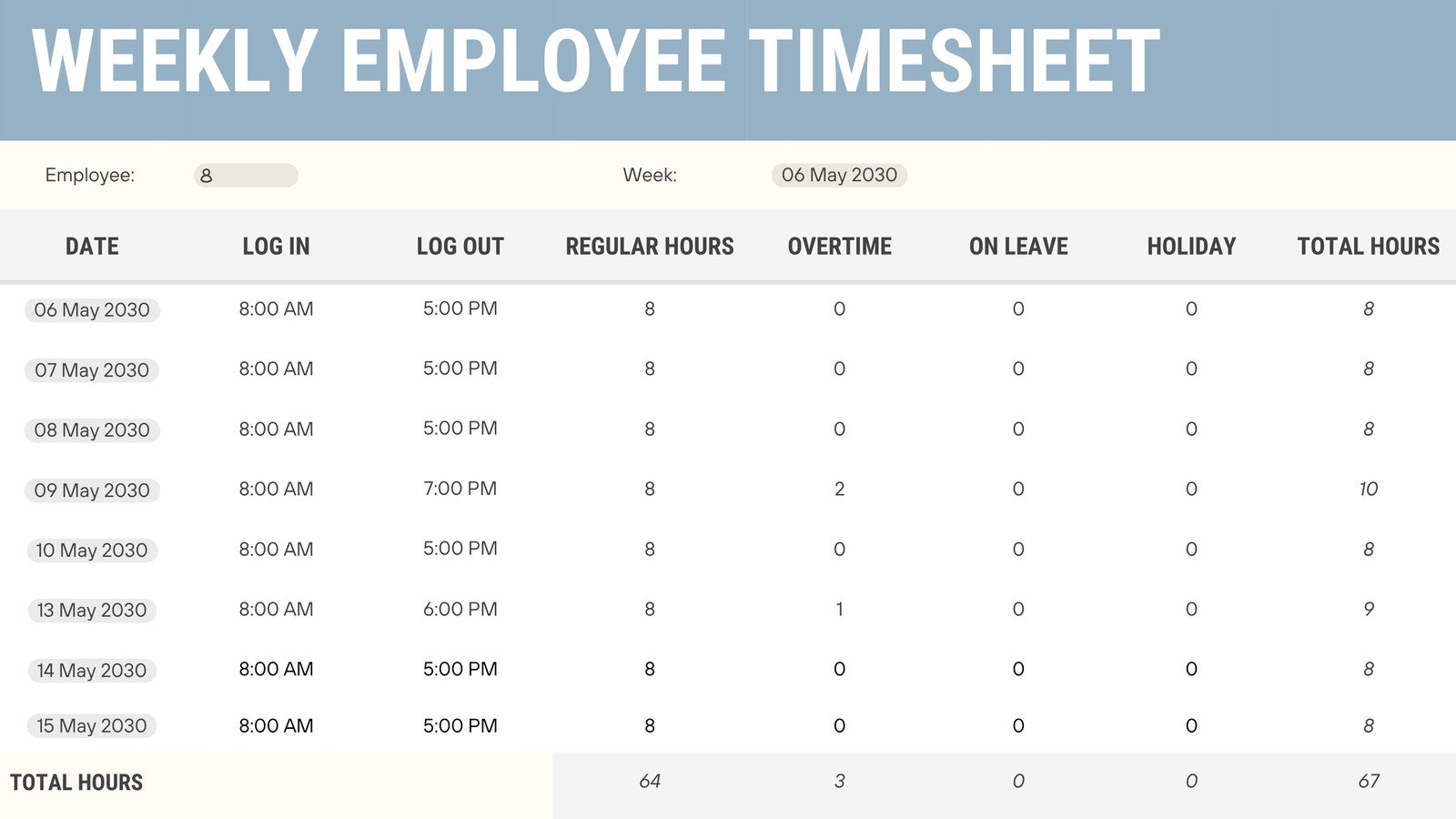 Employee Timesheet Sheet
