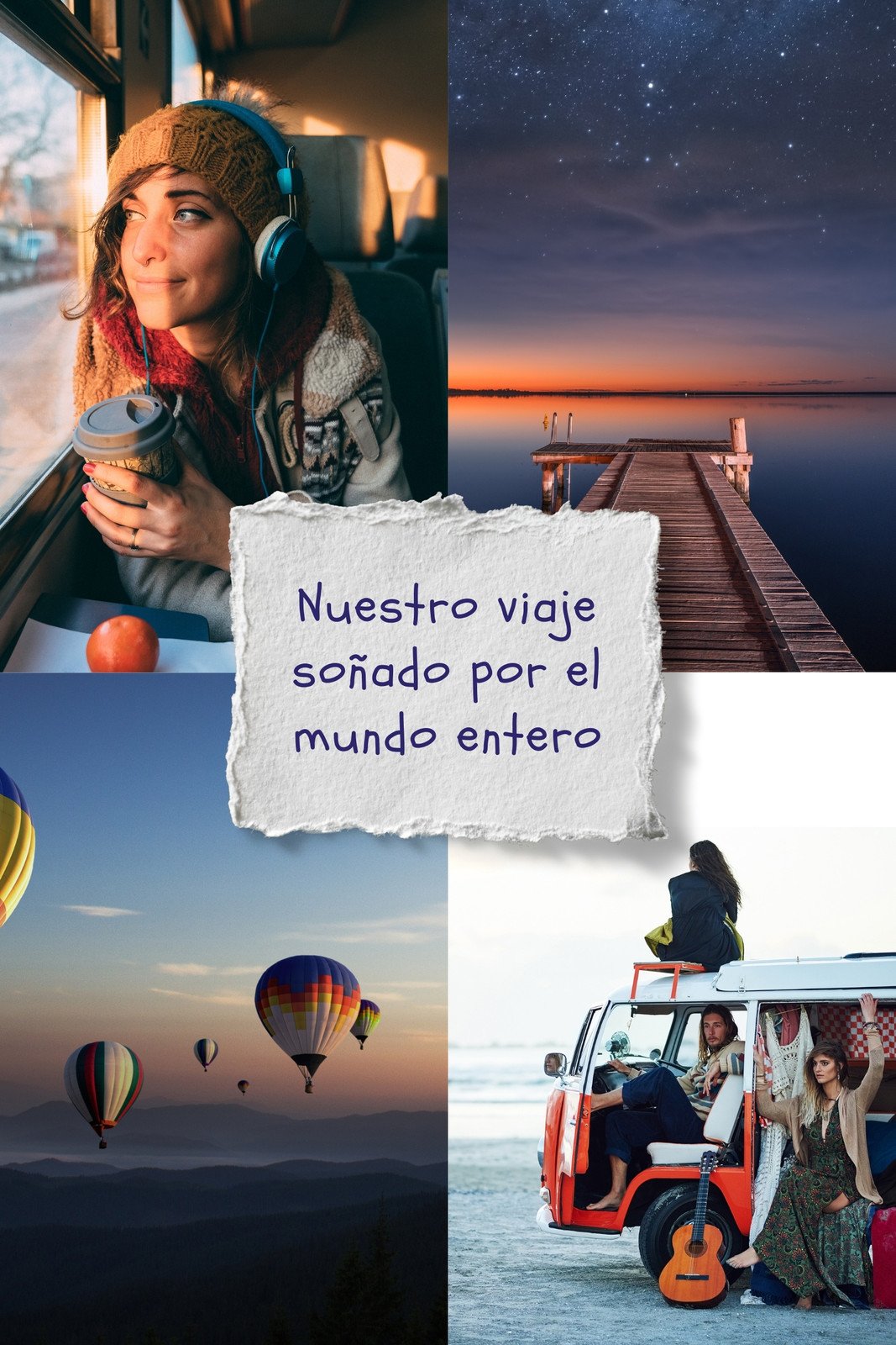 Collage de Fotos Vertical Simple Blanco