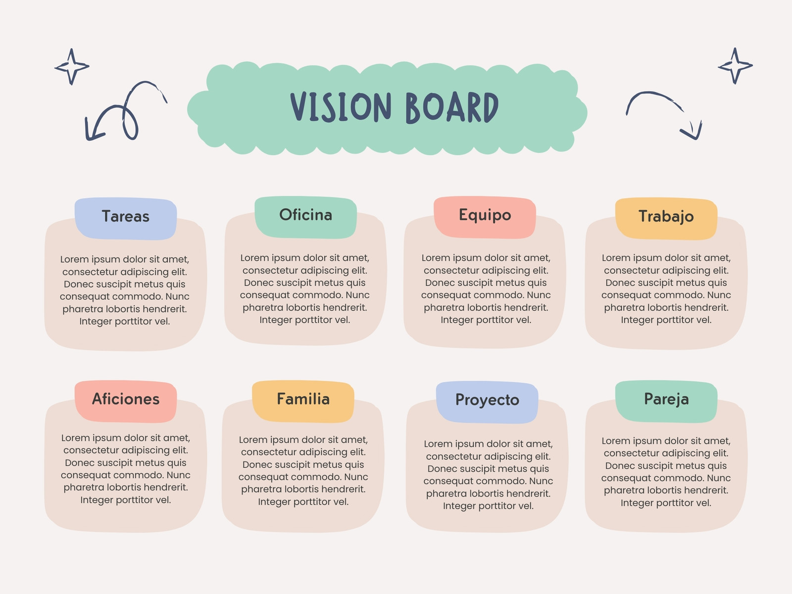 Tabla Cuadro Comparativo Vision Board Doodle Colorido Verde