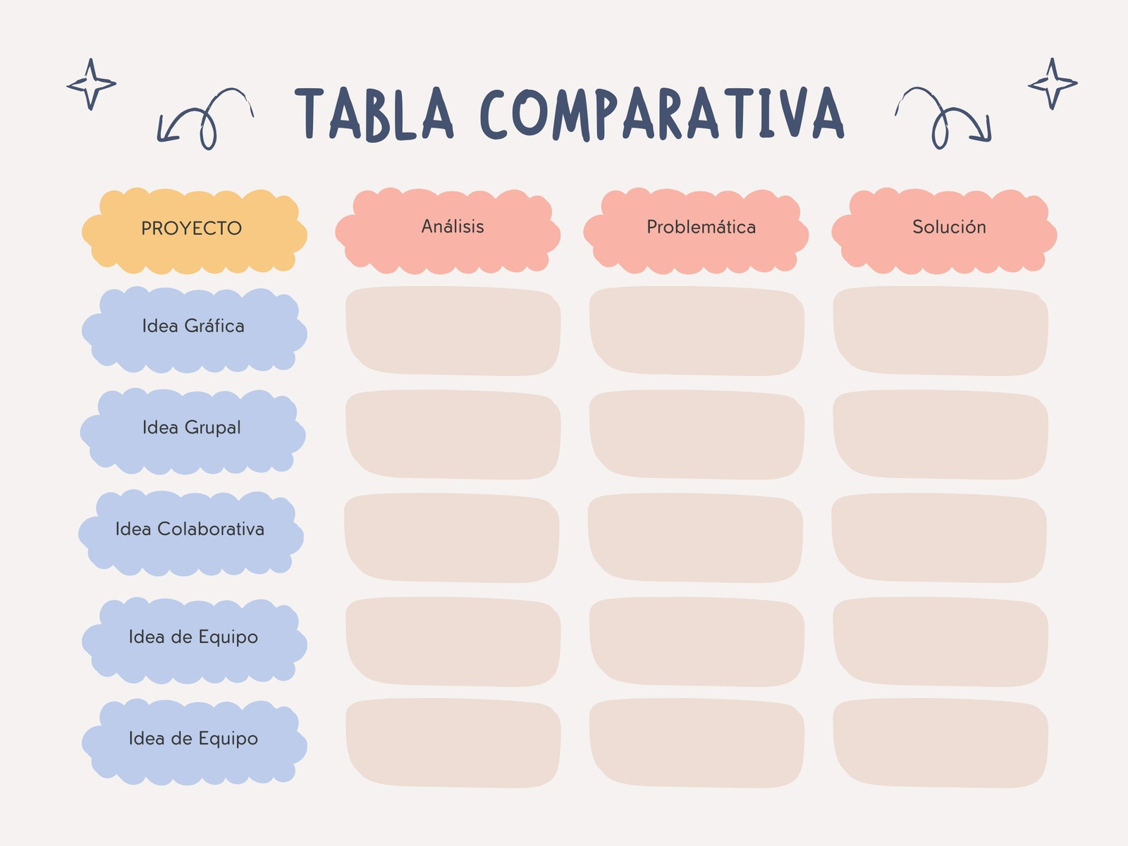 Tabla Cuadro Comparativo Doodle Colorido Azul