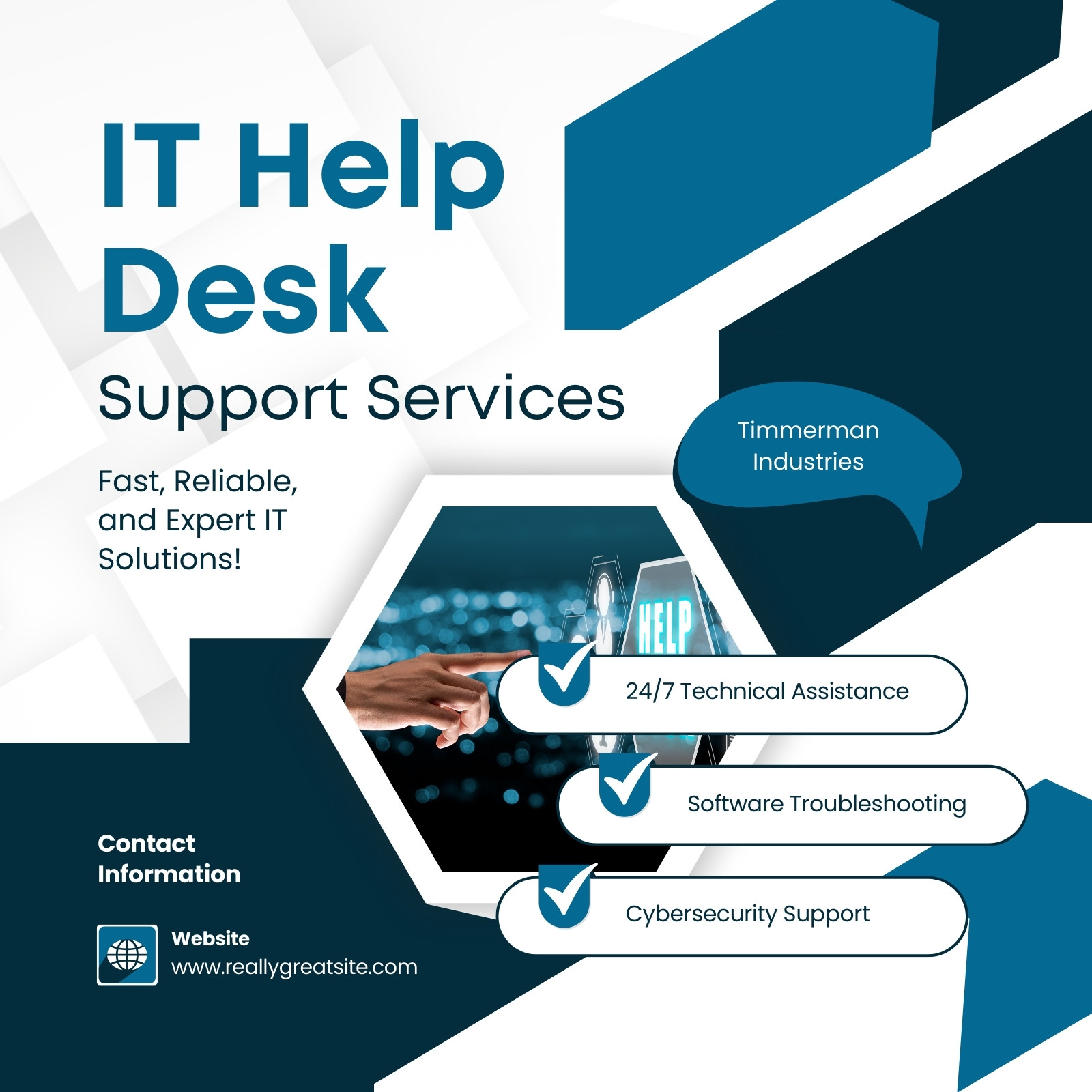 Blue and White Modern IT Help Desk LinkedIn Post