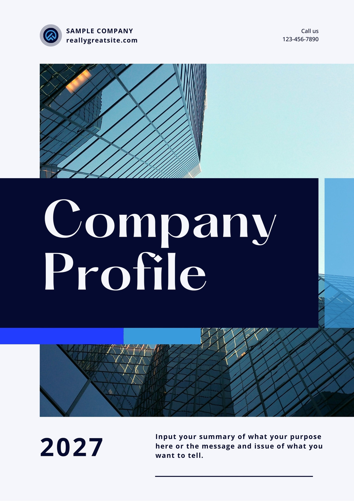 White and Blue Clean and Color Blocks Company Profile