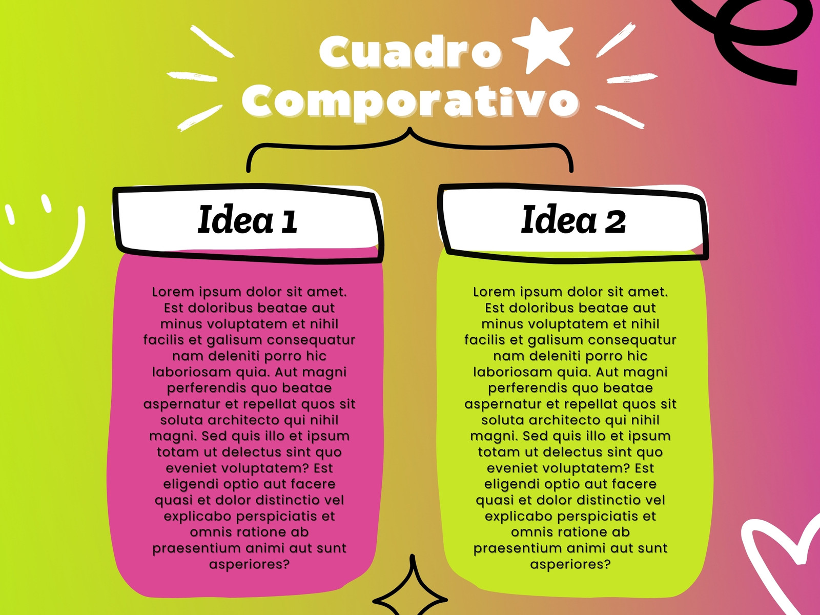 Gráfica Cuadro comparativo Gradiante Formas Minimalista Rosa Verde 