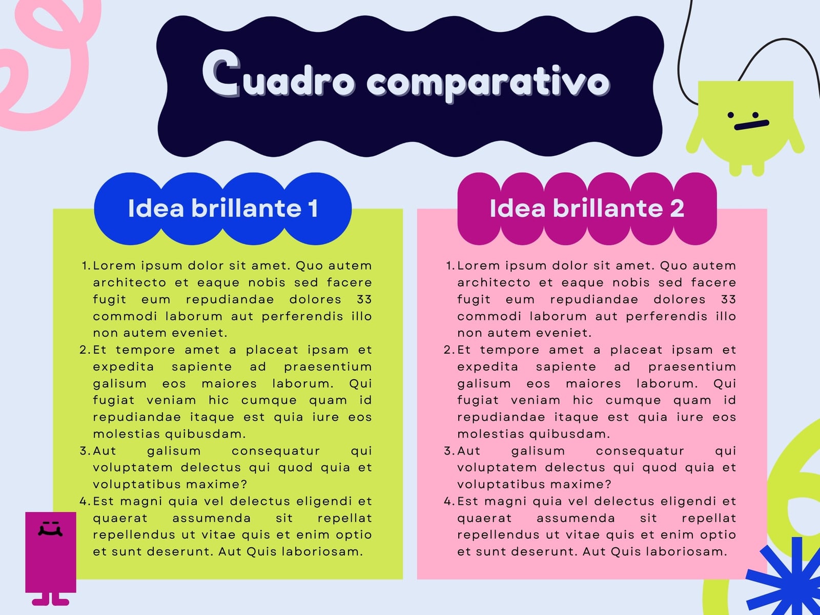 Gráfica Cuadro Comparativo Formas Ilustrativo Maximalista Azul