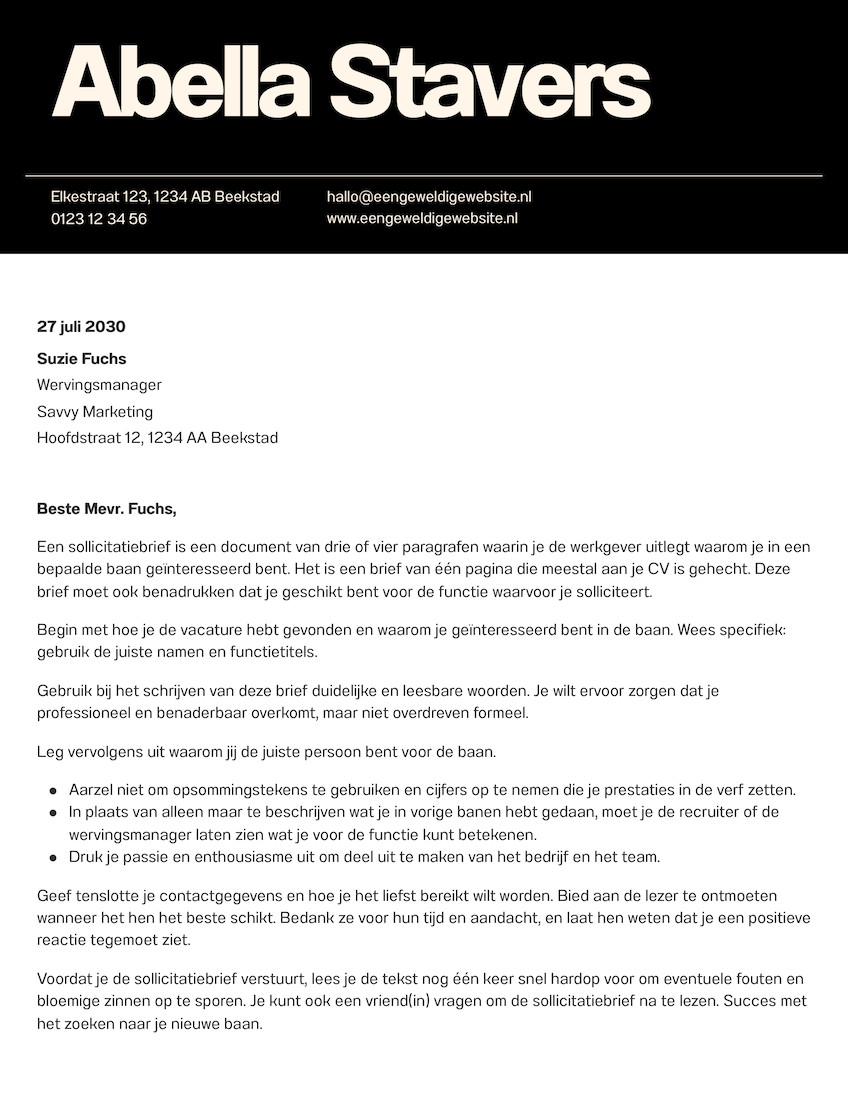 Donkerbruin en Crème Moderne Stijl Sollicitatiebrief Doc