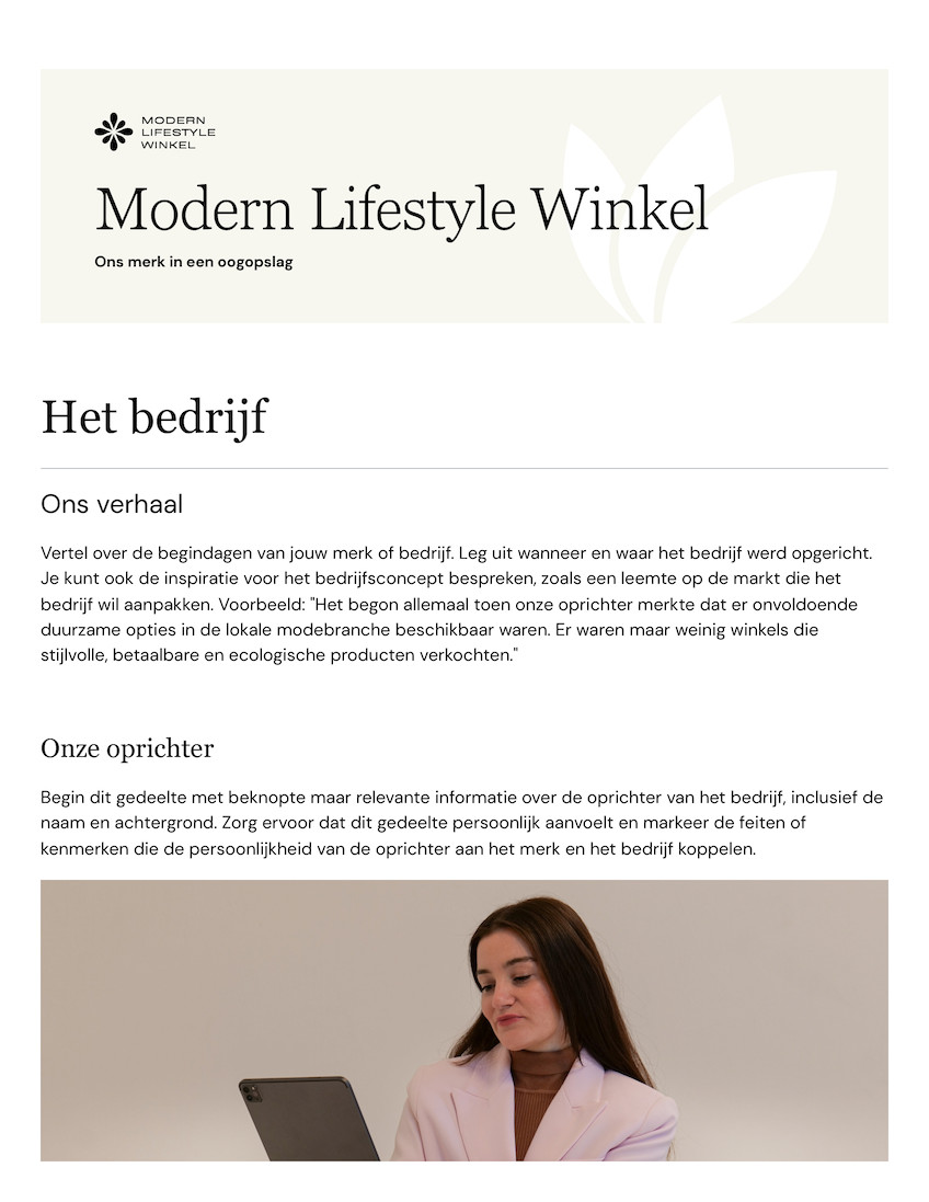 Crème Moderne Stijl Merkgeschiedenis Doc