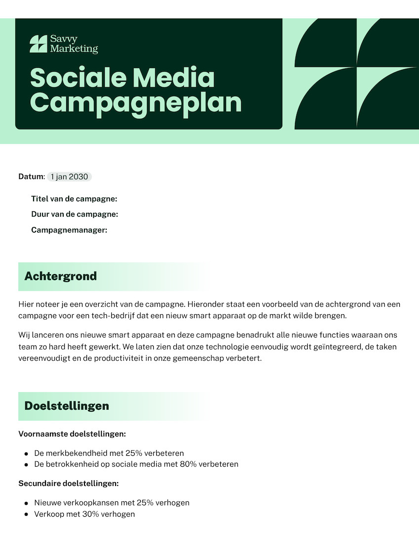 Lichtgroen en Zwarte Moderne Stijl Campagneplan Doc