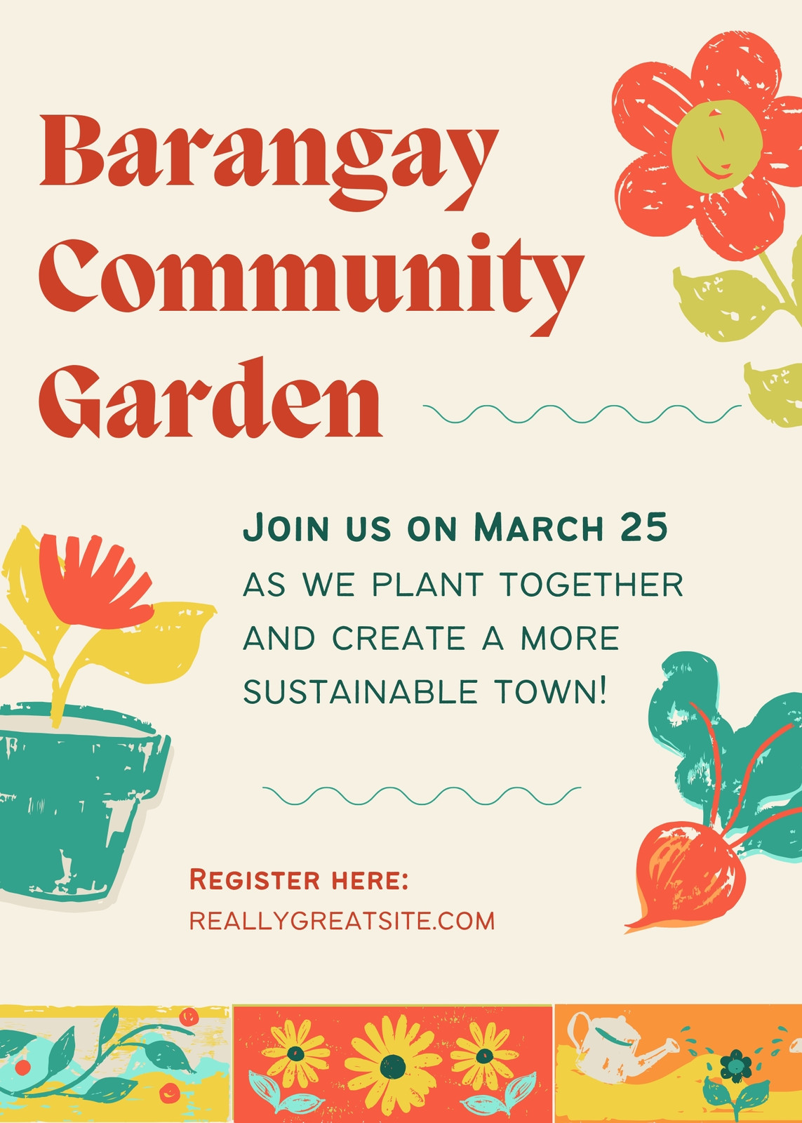 Red and Green Doodle Organic Scrapbook Philippine Barangay Sustainability Poster