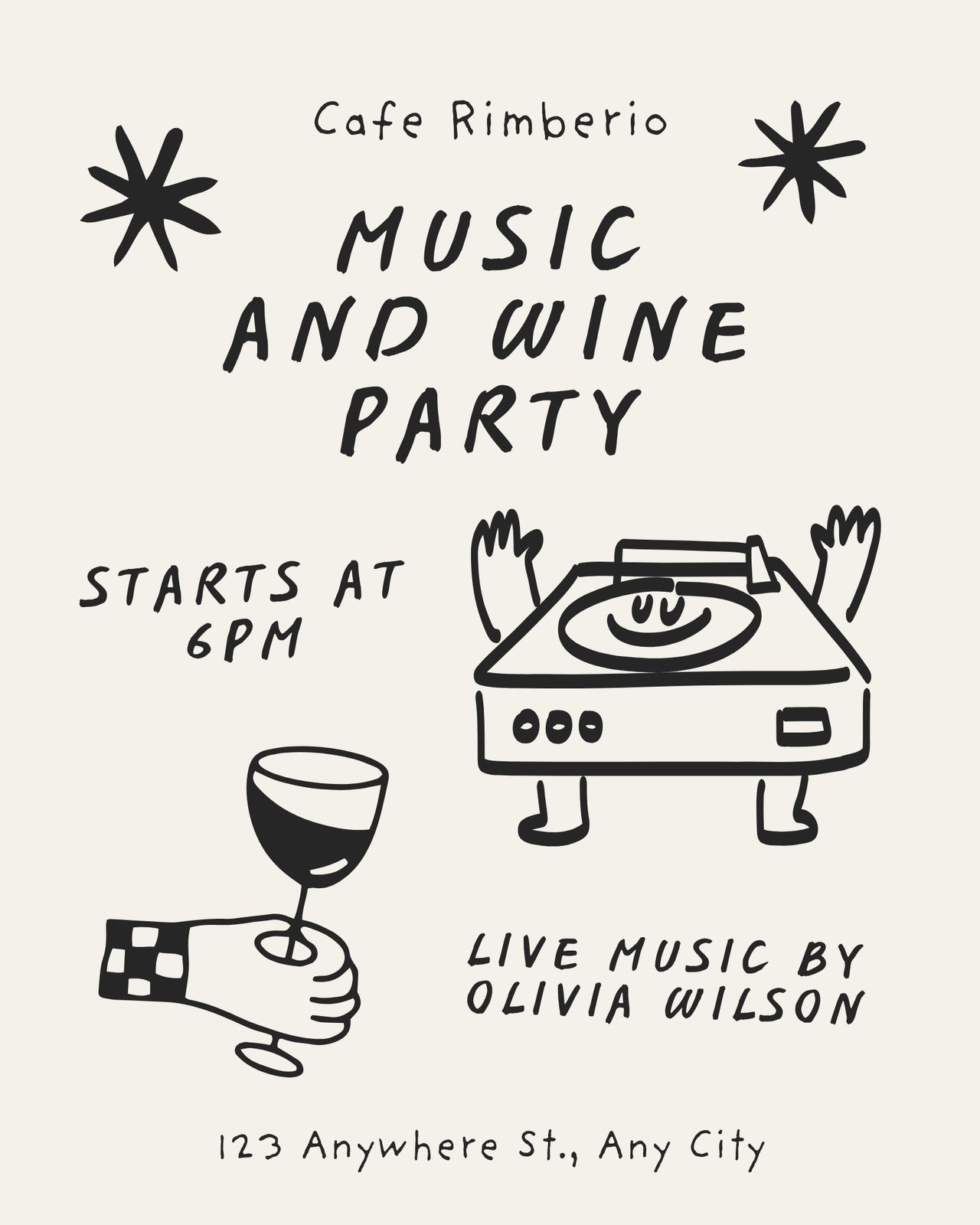 Black and Cream Fun Illustrative Food Cafe Event Instagram Post