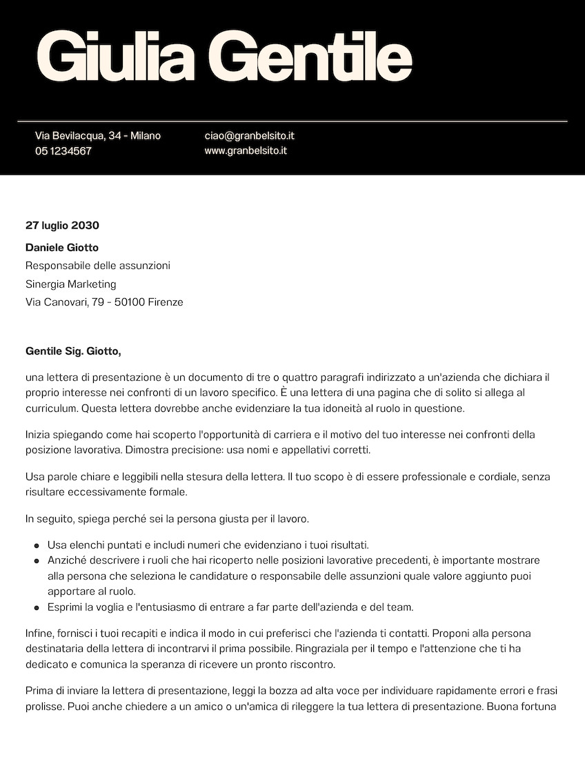 Doc Lettera di Presentazione