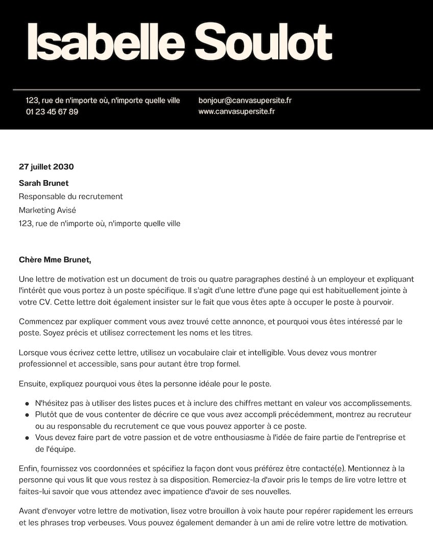 Document Lettre de Motivation