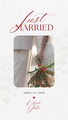 Free Red White Vintage Minimal Wedding Save the Date Video Photo Collage Mobile Video Canva template