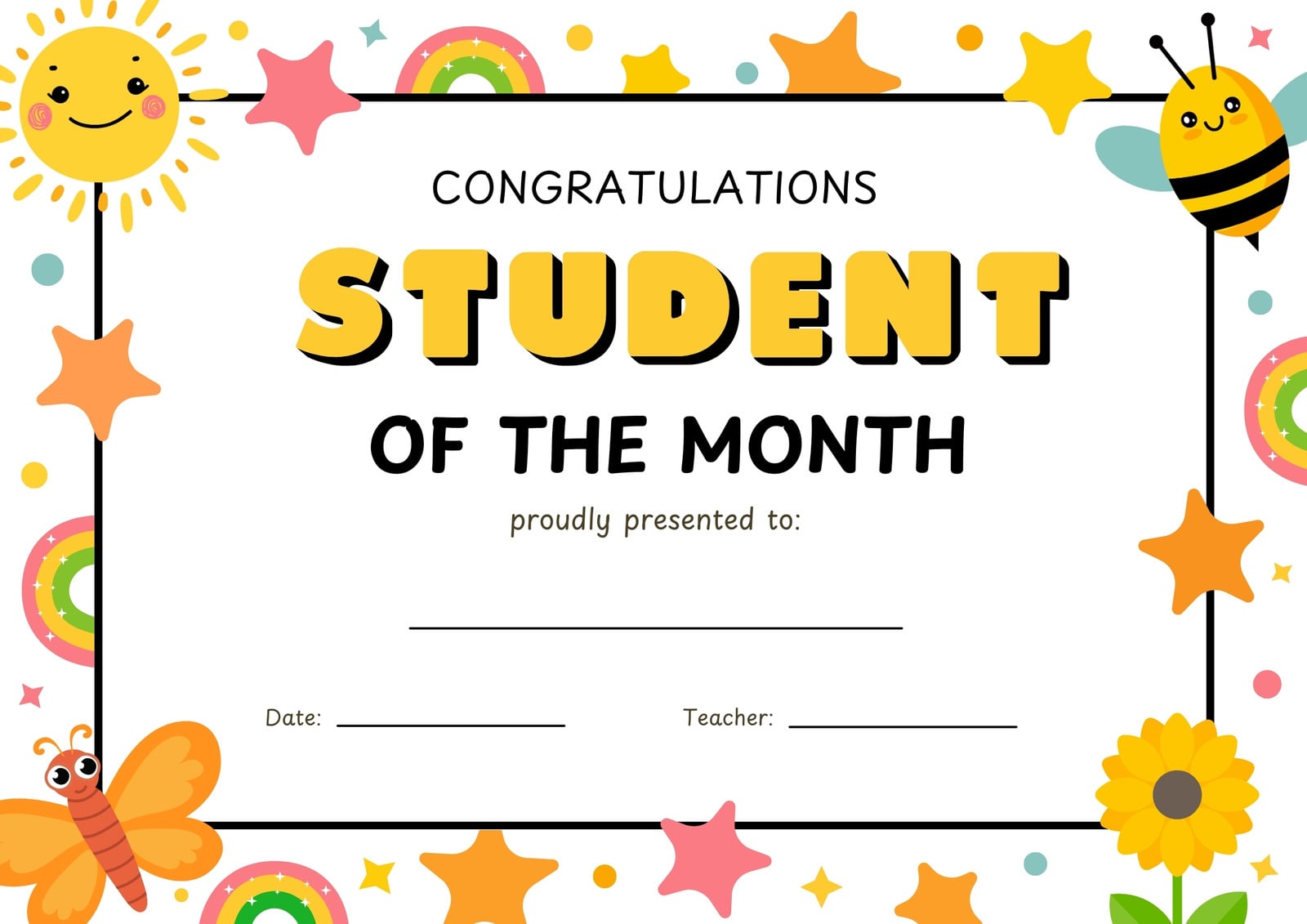 Free Student Of The Month Certificate Templates
