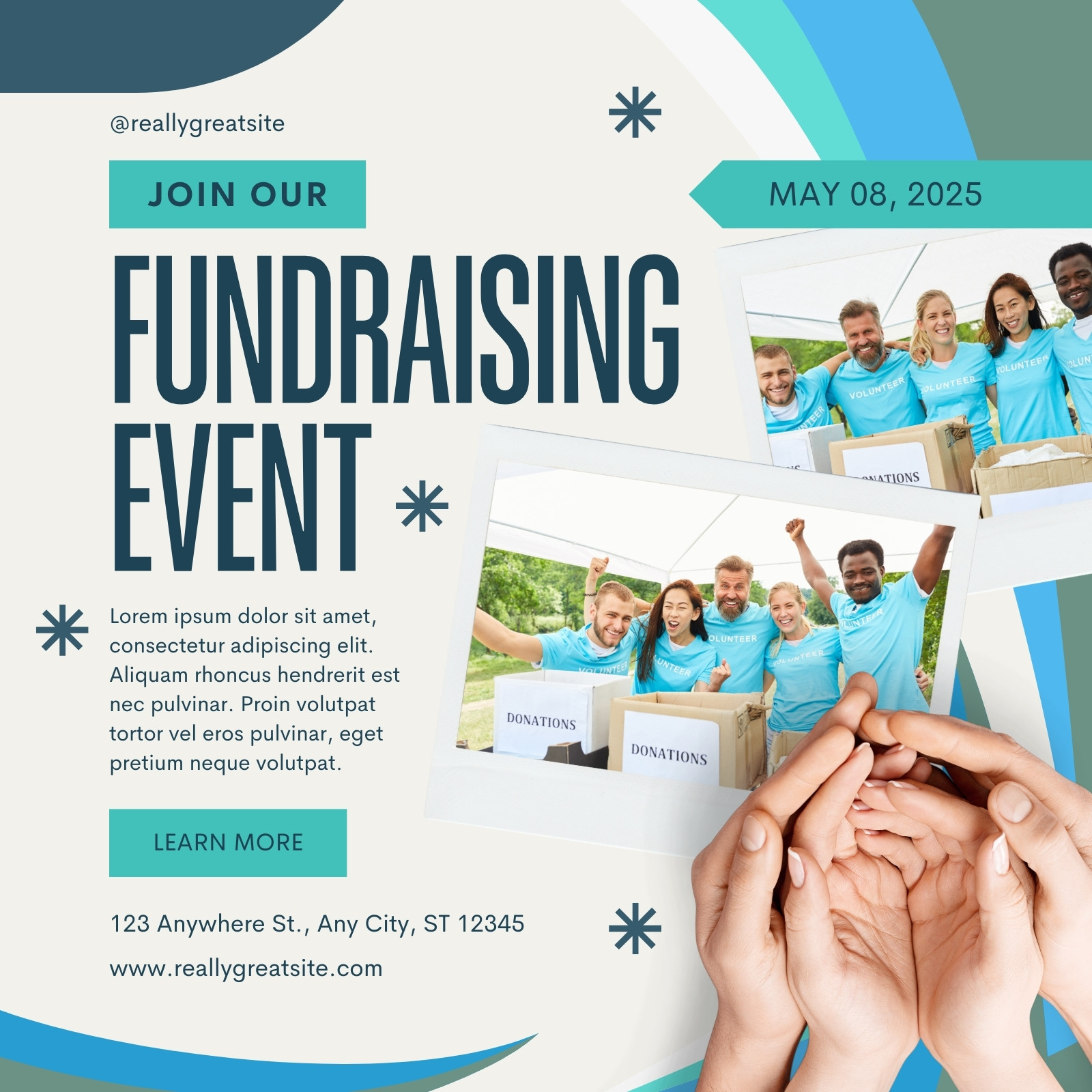 Blue and White Modern Fundraising Instagram Post
