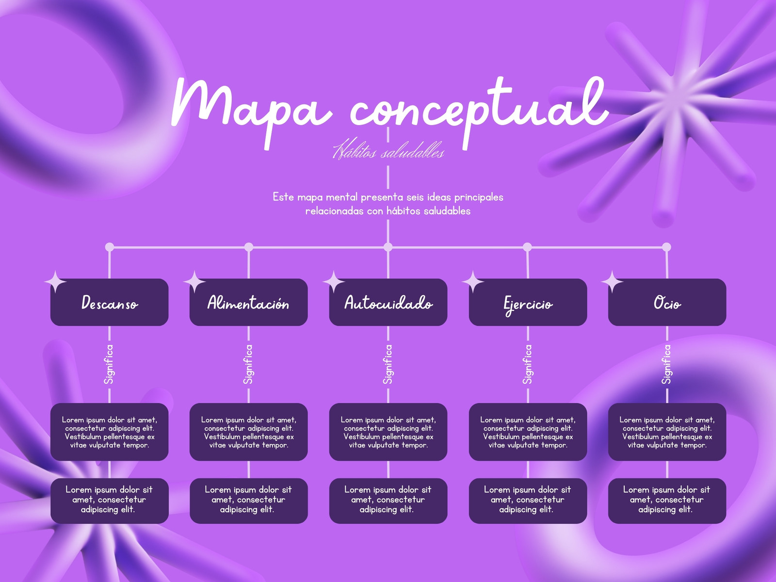 Mapa Conceptual 3D Moderno Morado