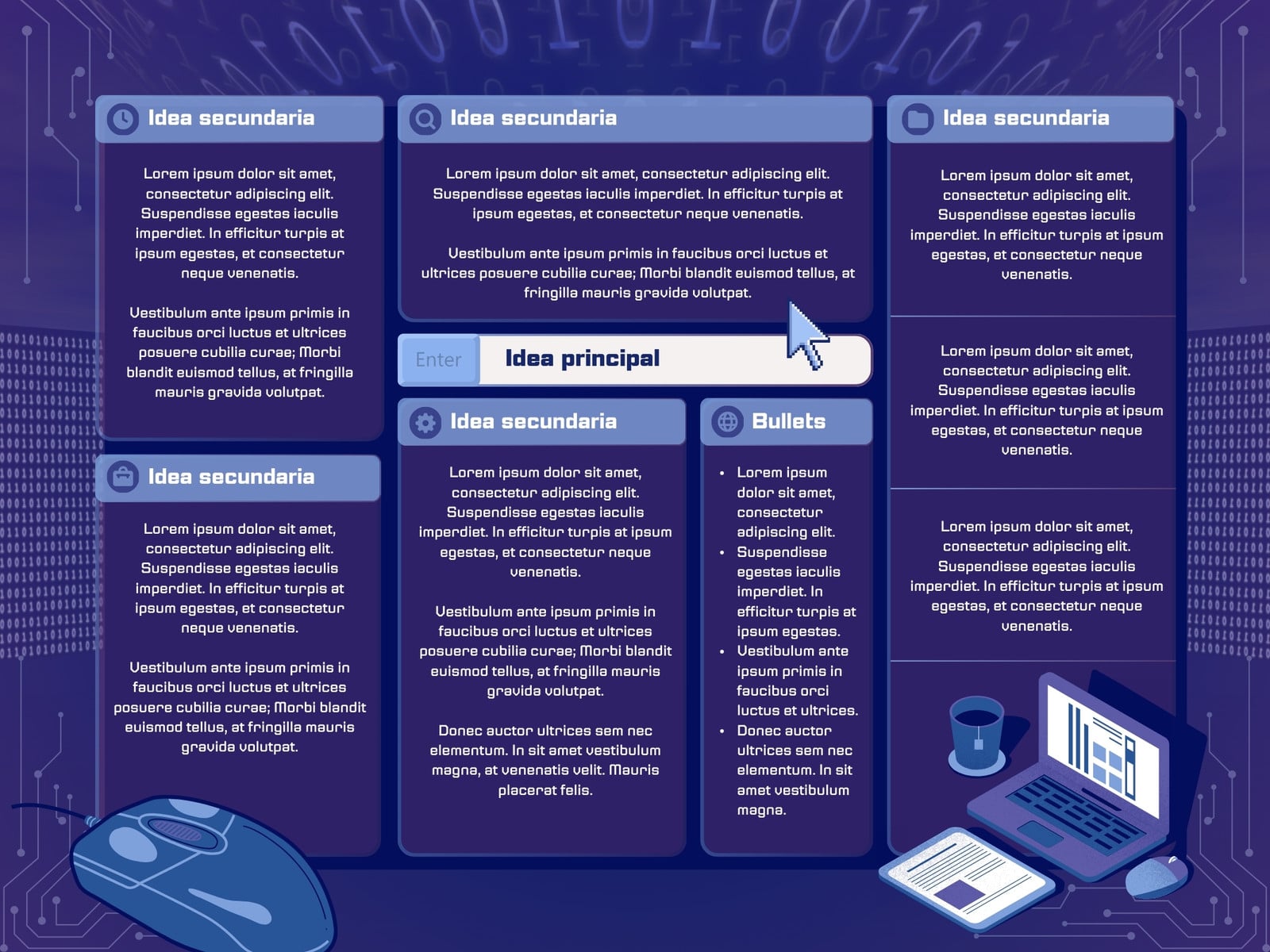 Gráfica Diagrama o esquema con buscador de ideas para síntesis o resumen Tecnología Azul