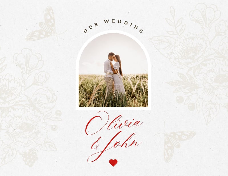Free White Beige Elegant Delicate Floral Wedding Photo Book Canva template