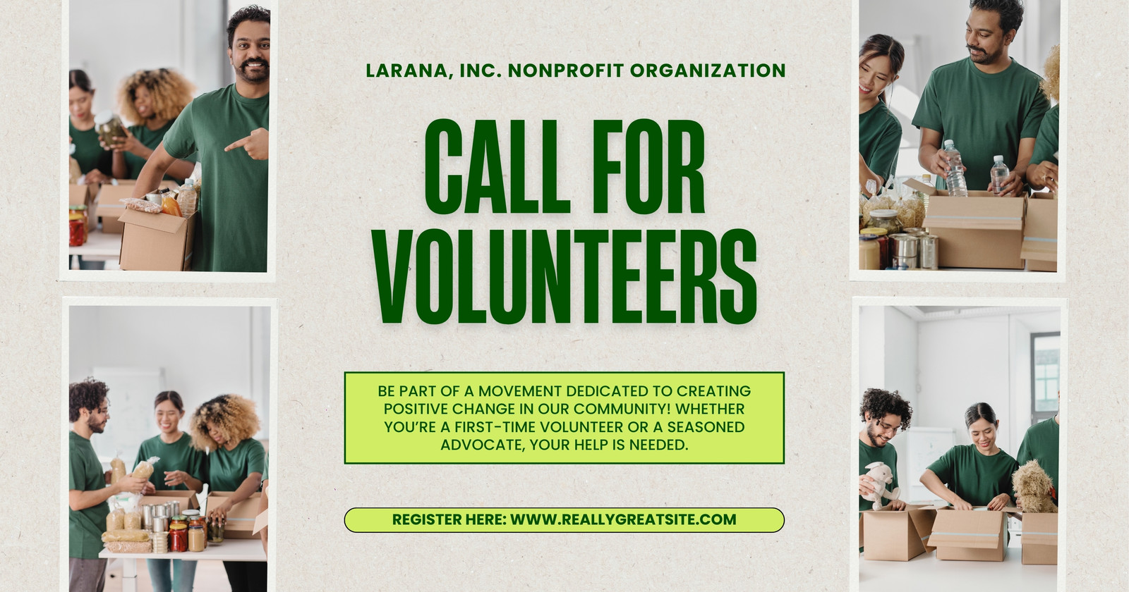 Neutral and Green Photocentric Photo Frame Nonprofit Facebook Post