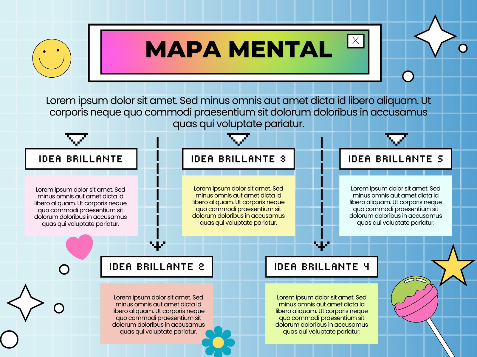 Gráfico mapa mental retro ilustrado degradado azul