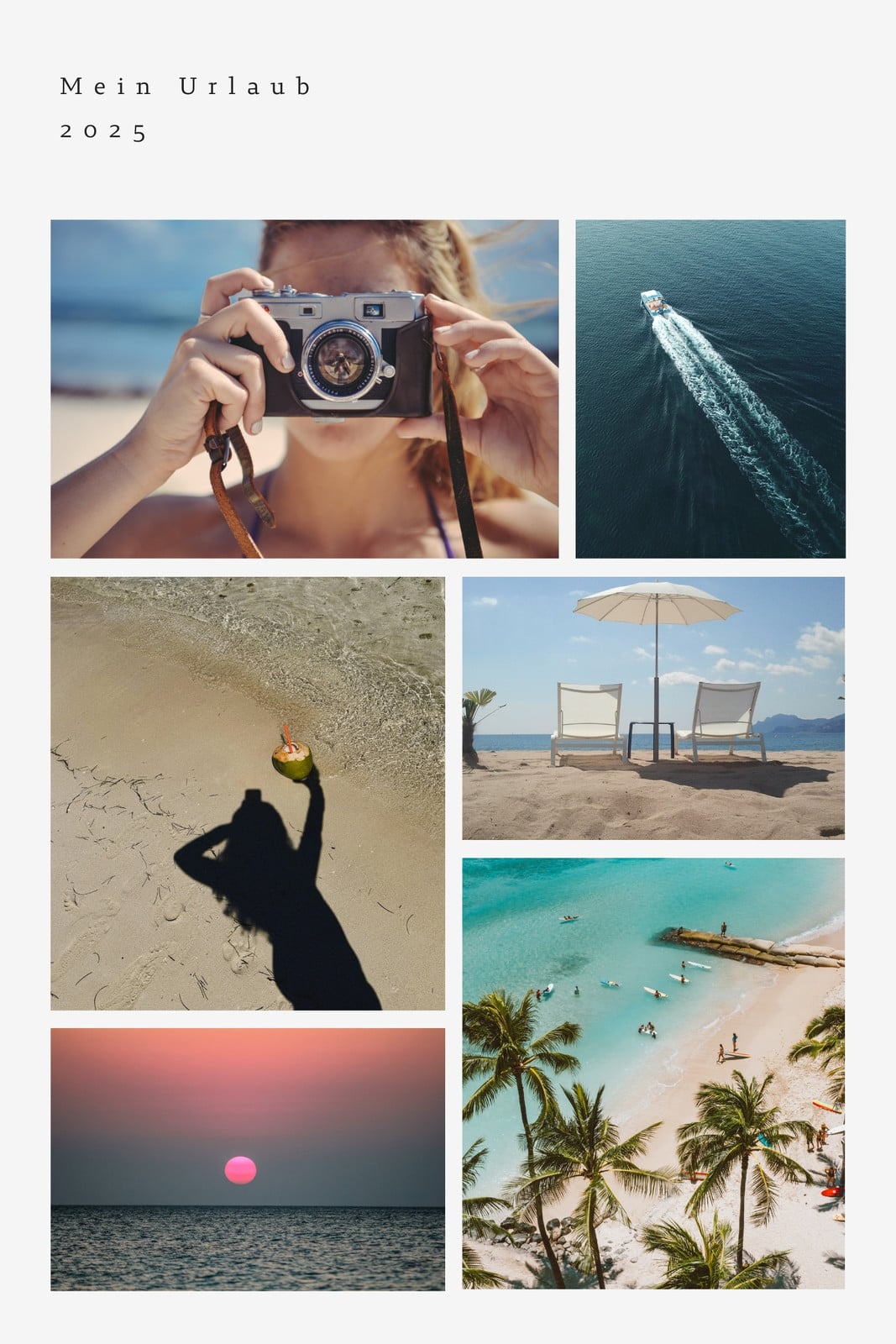 Creme Blau Minimalistisch Organisch Urlaub Inspiration Motivation Foto Collage