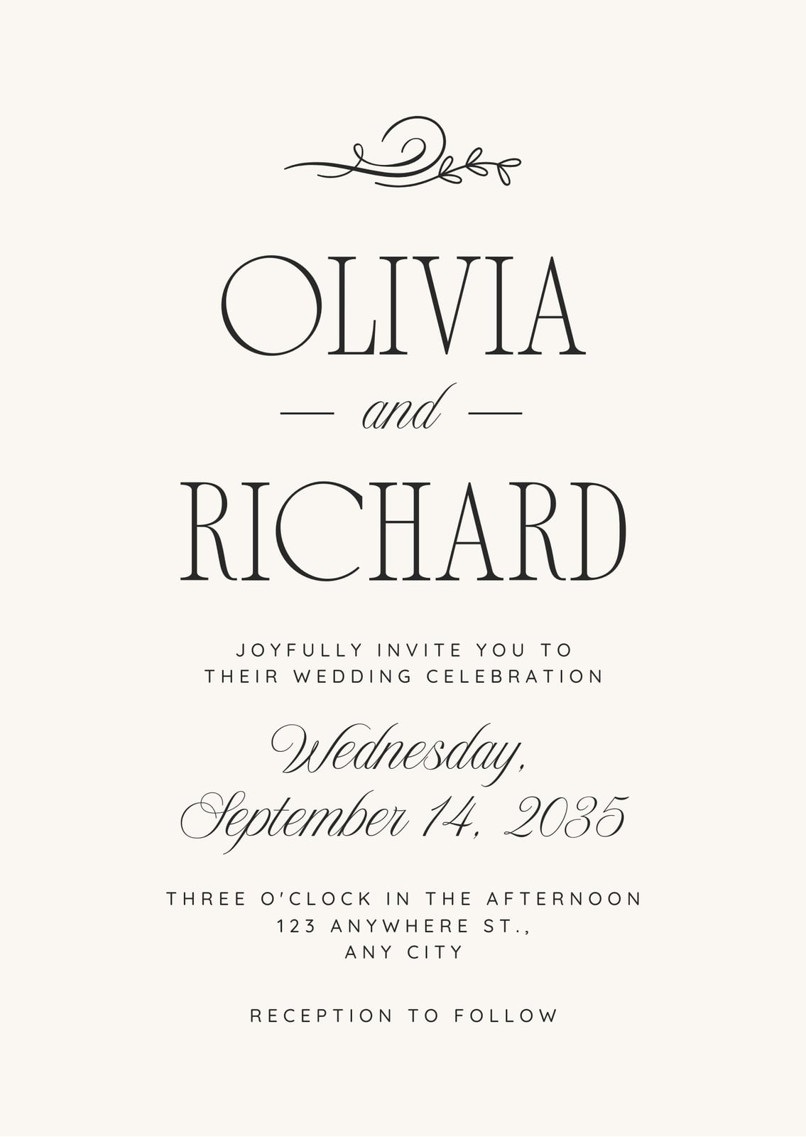 Beige and Black Minimal Elegant Wedding Invitation