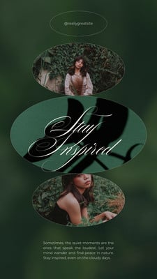 Minimalist Trendy Photo Collage Inspirational Animated Instagram Story Canva template, green