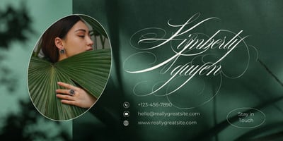 Elegant Opulence Era Personal Photo Email Signature Canva template, green