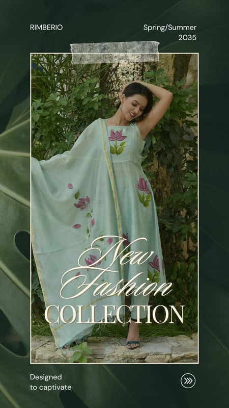 Elegant Aesthetic Fashion Collection Animated TikTok Video Canva template, green