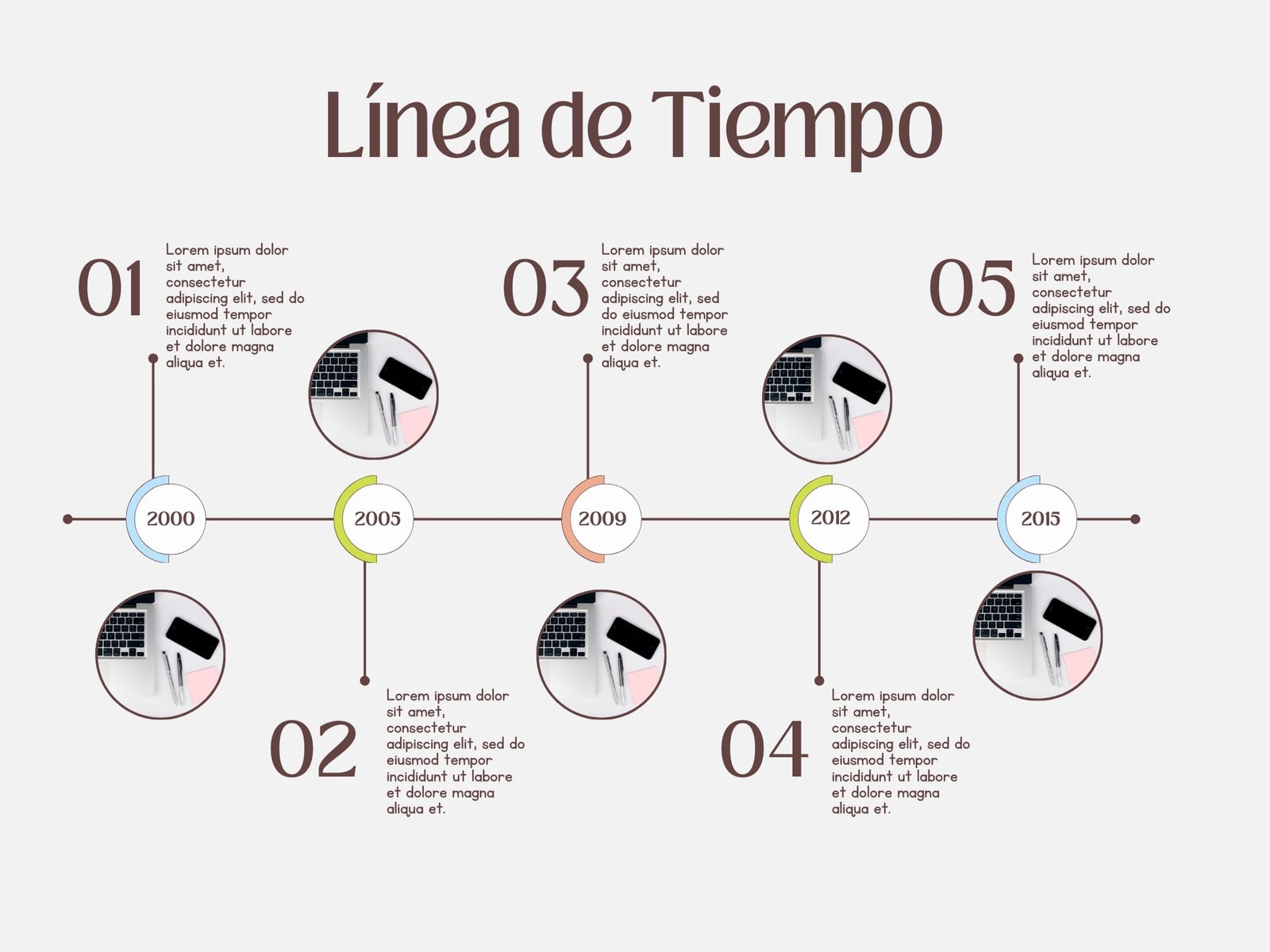 Gráfica Línea de Tiempo Moderno Blanco y Marrón