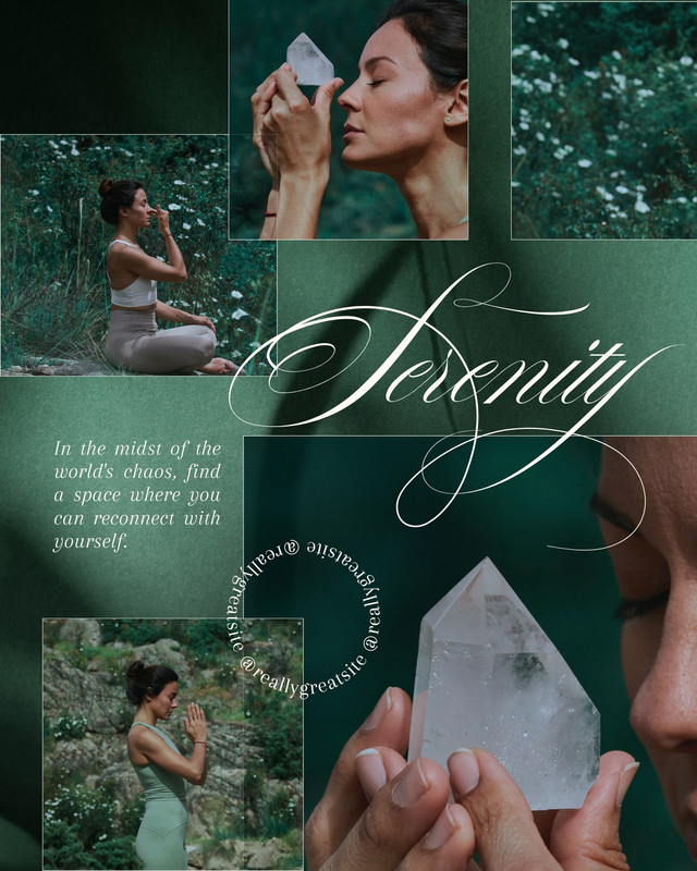 Elegant Serene Inspirational Photo Collage Instagram Post Canva template, green