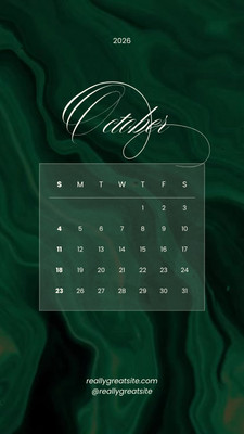 Elegant Abstract October 2026 Calendar Instagram Story Video Canva template, green