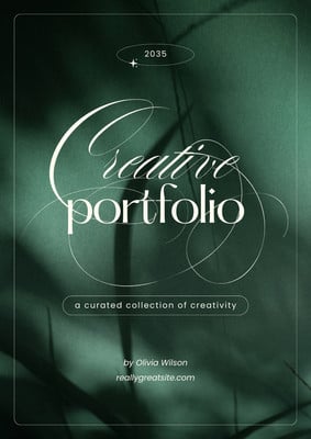 Elegant Minimalist Creative Portfolio Cover Page Document Canva template, green
